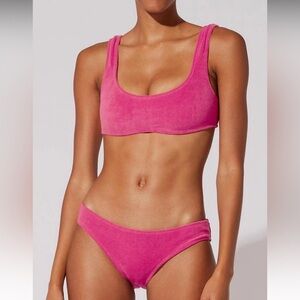 Solid and striped terry cloth bikini set